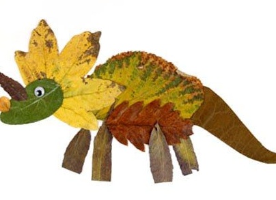 Динозавр из листьев аппликация