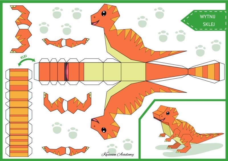 Развертка динозавра из бумаги