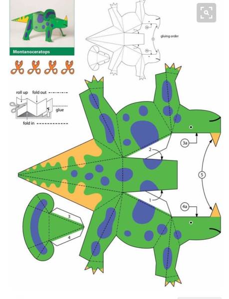 Игрушки из бумаги динозавры