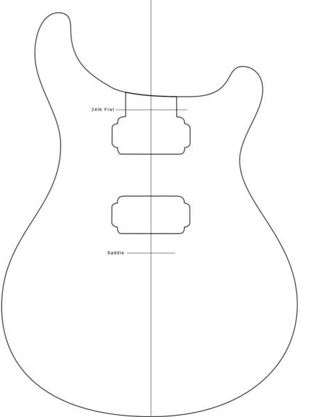 Чертеж электрогитары PRS