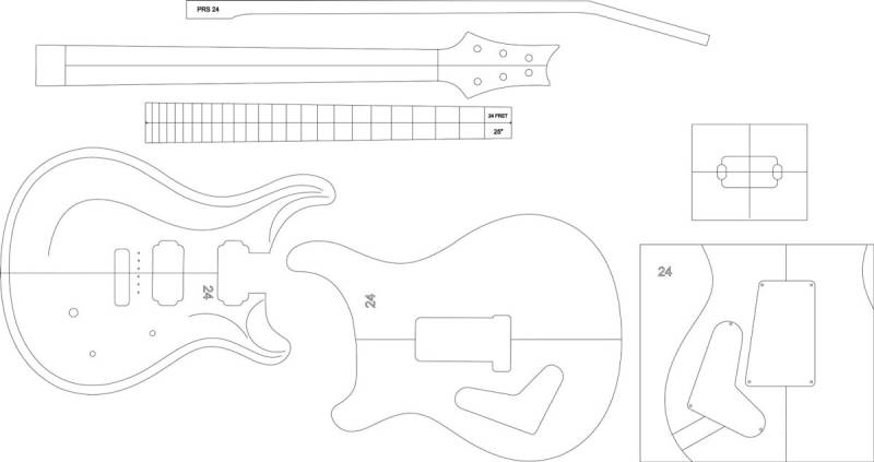 Чертеж электрогитары PRS
