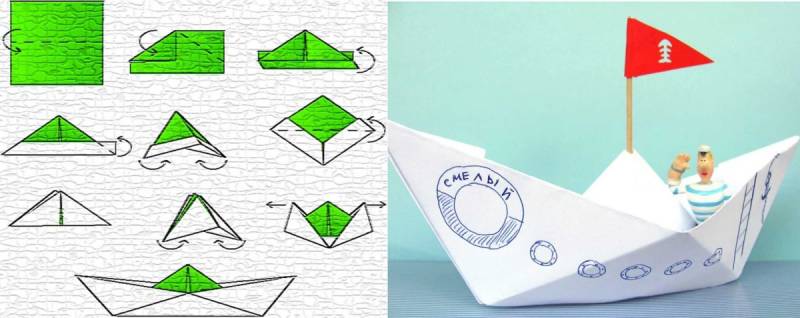 Оригами кораблик пароход