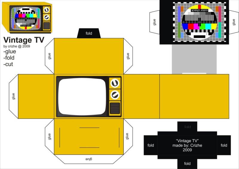 Развертка телевизора из бумаги