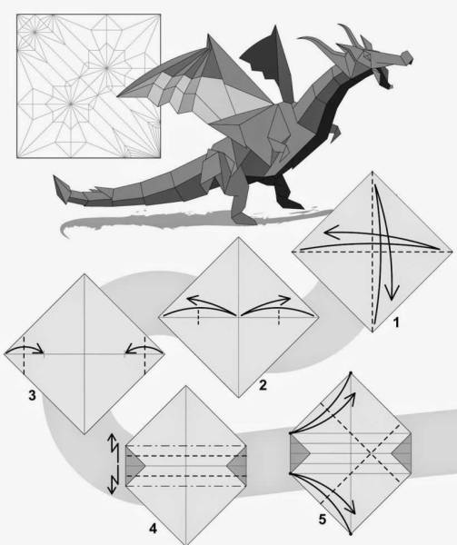 Оригами дракон из бумаги для начинающих
