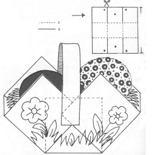 Корзинка из бумаги на Пасху