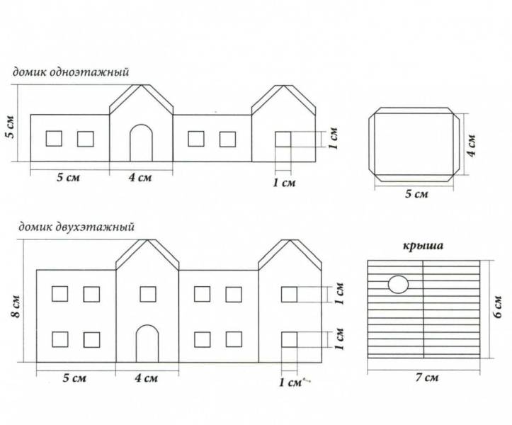 Чертеж макета домика из бумаги