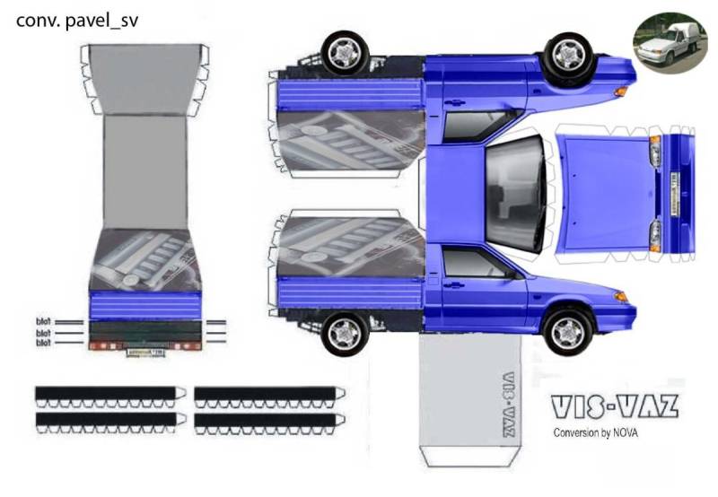 ВАЗ 2107 из бумаги схема