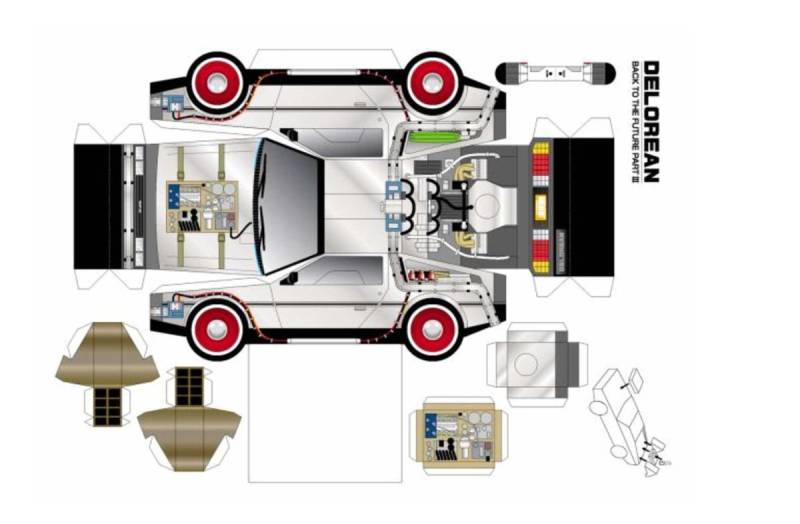 Делориан из бумаги или картона, чертеж
