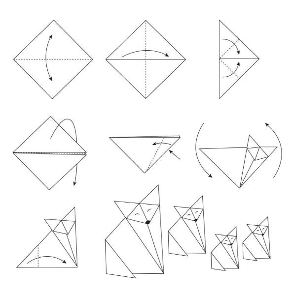 Оригами Лисенок из бумаги для детей