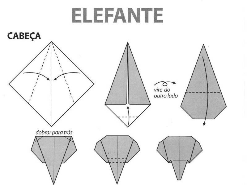 Оригами слон из бумаги схемы для детей