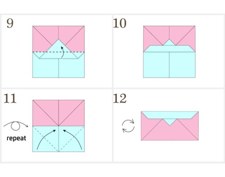 Конверт из бумаги оригами схема
