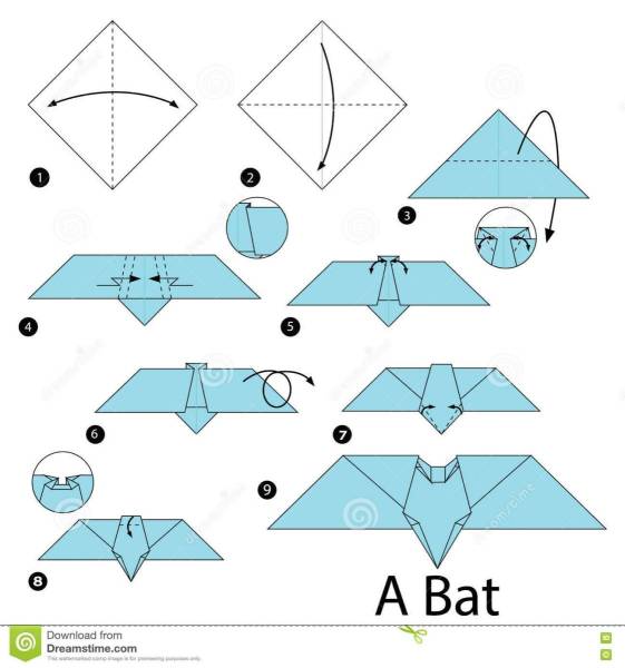 Оригами летучая мышь из бумаги