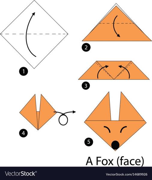 Оригами Лисичка из бумаги для детей