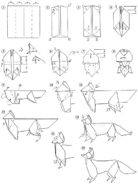 Оригами Лисенок схема