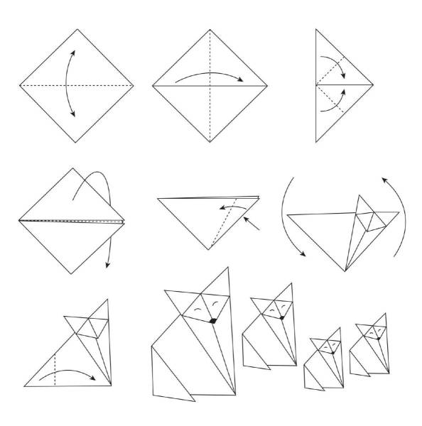 Оригами Лисенок из бумаги для детей