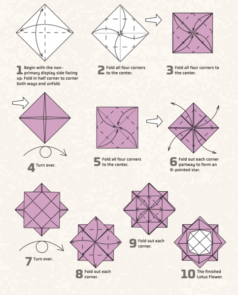 Оригами из бумаги цветок лотоса схема
