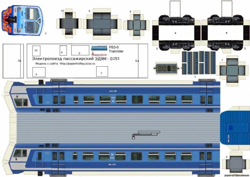 Электропоезд эд9м из бумаги