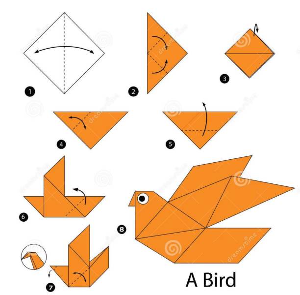 Оригами птичка легкая схема