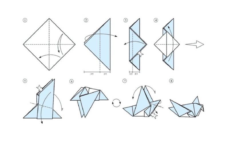 Голубь из бумаги оригами пошагово для детей