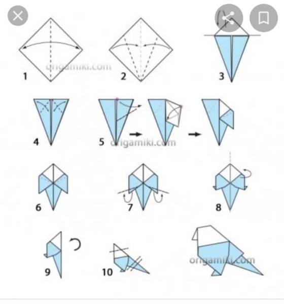 Оригами птичка