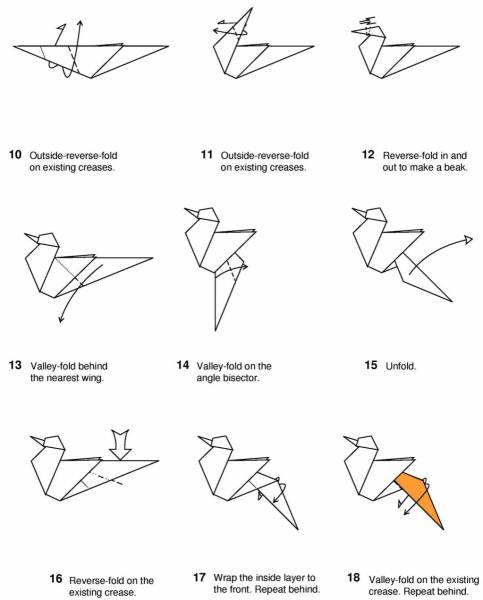 Схемы оригами птицы для дошкольников