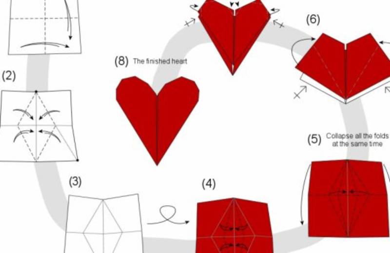 Оригами сердце схема пошагово