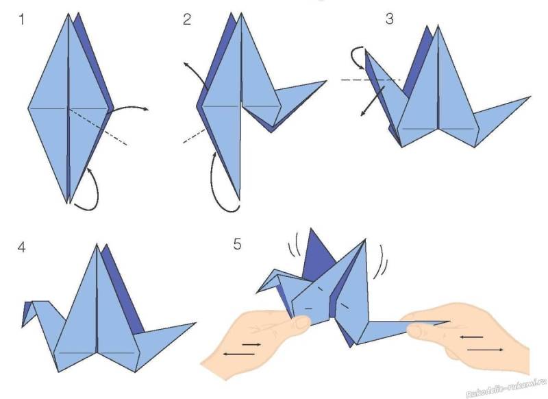 Оригами из бумаги журавль простой схема для детей