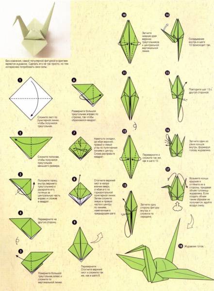 Журавлик из бумаги схема складывания