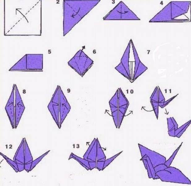 Журавлик из бумаги схема складывания