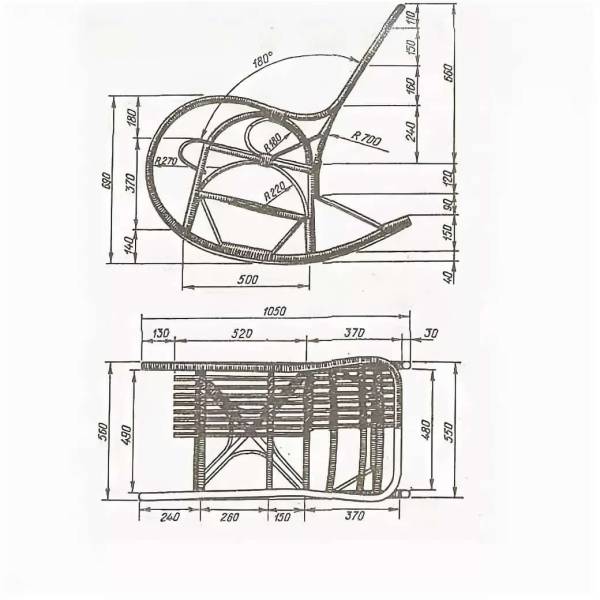 Кресло качалка вид сбоку чертеж