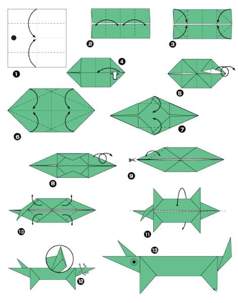 Крокодил оригами из бумаги схемы для детей