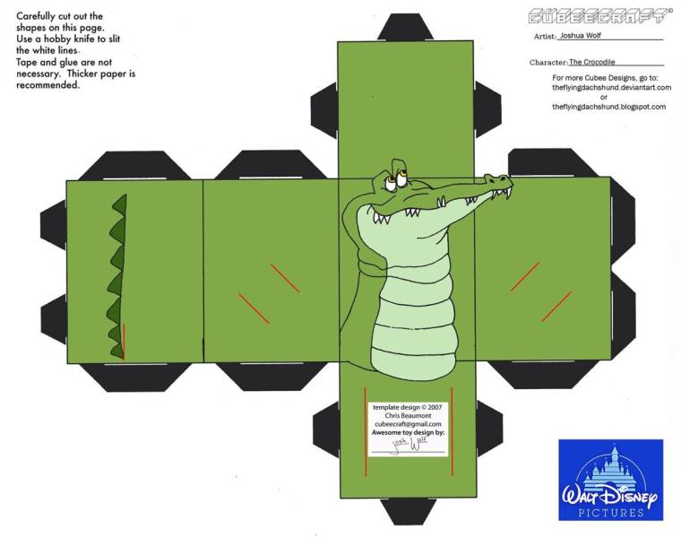 Модель крокодила из бумаги