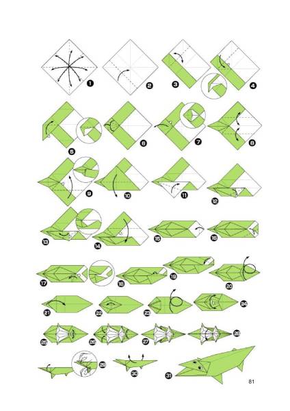 Крокодил оригами из бумаги схемы для детей