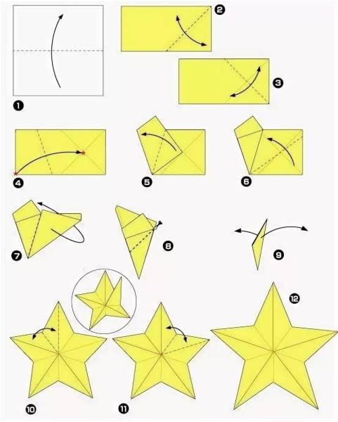 Пятиконечная звезда оригами - Оригами из бумаги