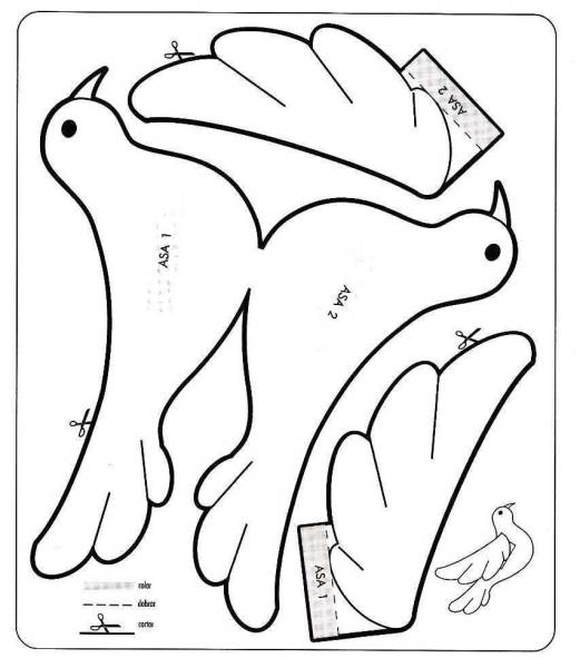 Выкройка голубя из бумаги