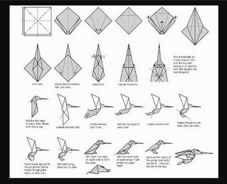 Оригами Колибри схема