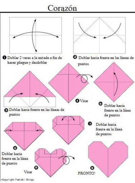 Сердце оригами схема для детей