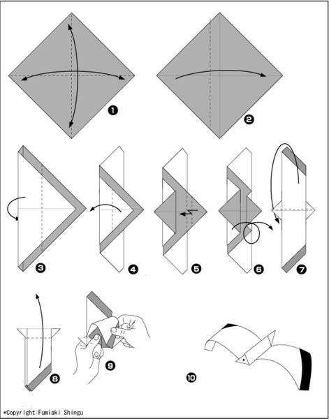 Чайка оригами из бумаги