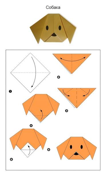 Собака из бумаги оригами для детей пошагово