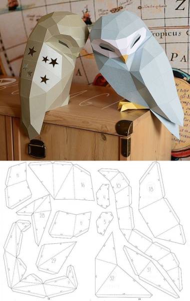 Owl model Owl Low Poly Owl Sculpture Owl paper Papercraft Kit DIY 3d paper Crafts animals